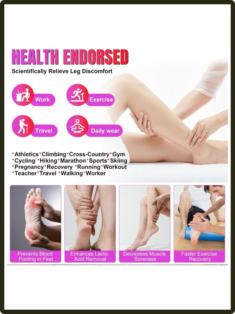 Plus Size Compression Socks Women Men Wide Calf Knee High 20-30mmHg Nylon - Picture 5 of 6